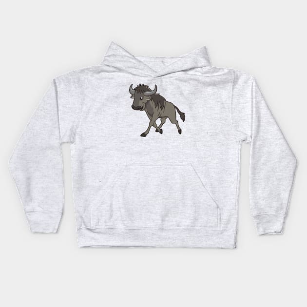 Kawaii Wildebeest Kids Hoodie by Modern Medieval Design